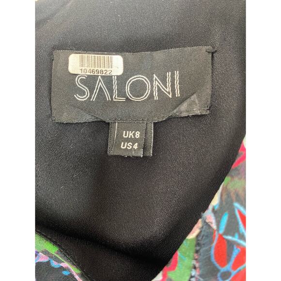 SALONI Silk Floral Ruffle Sleeveless Mini Dress US 4 - Picture 12 of 13